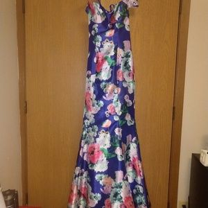 Blue with flowers Maxi dress